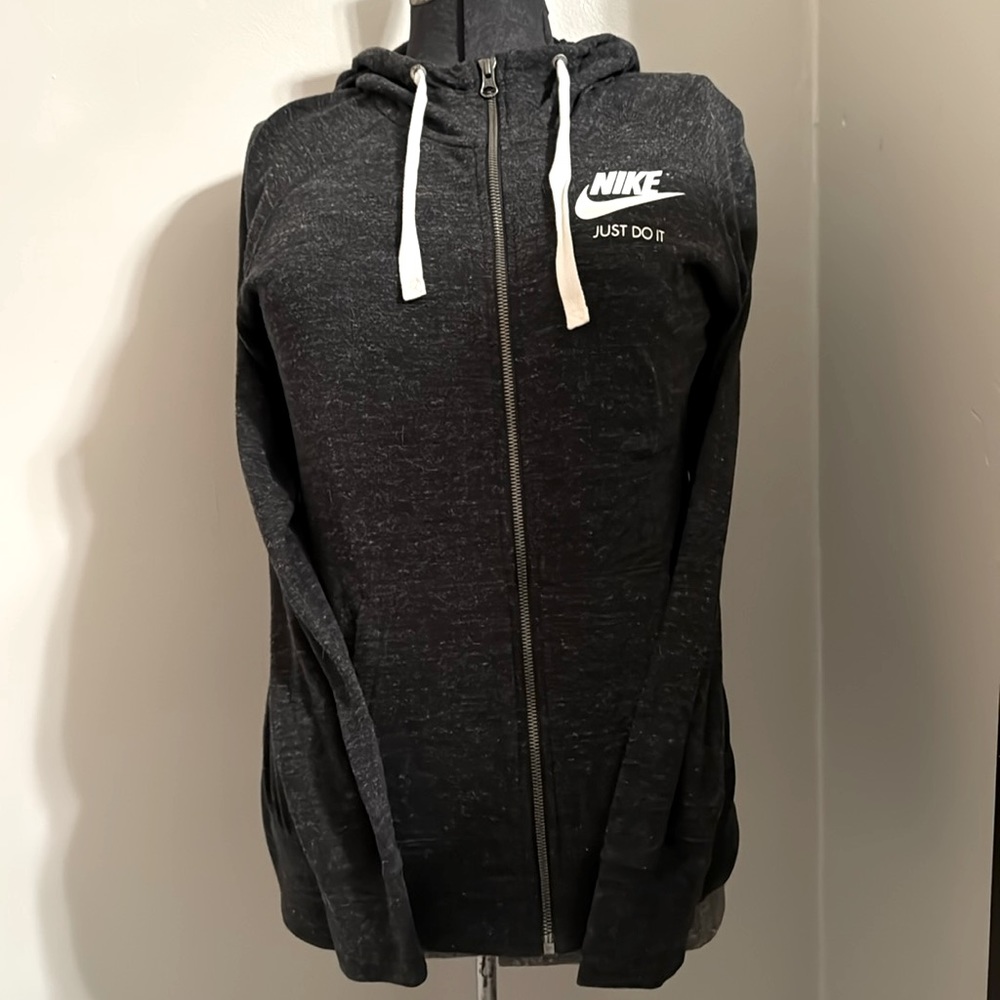 Nike Large Grey/White Zip Up Thin Layer Hoodie
